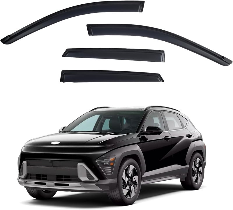 YLSCOO Window Visors Rain Guards fits 2024-2026 Hyundai Kona, Out-Channel Window Wind Deflectors Vent Shades Accessories, Dark Smoke 4 Pcs, 2025 - Image 1